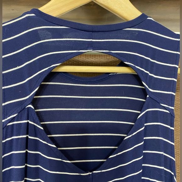 American Eagle Outfitters Soft & Sexy striped sleeveless dress Navy White Size S - Picture 2 of 13